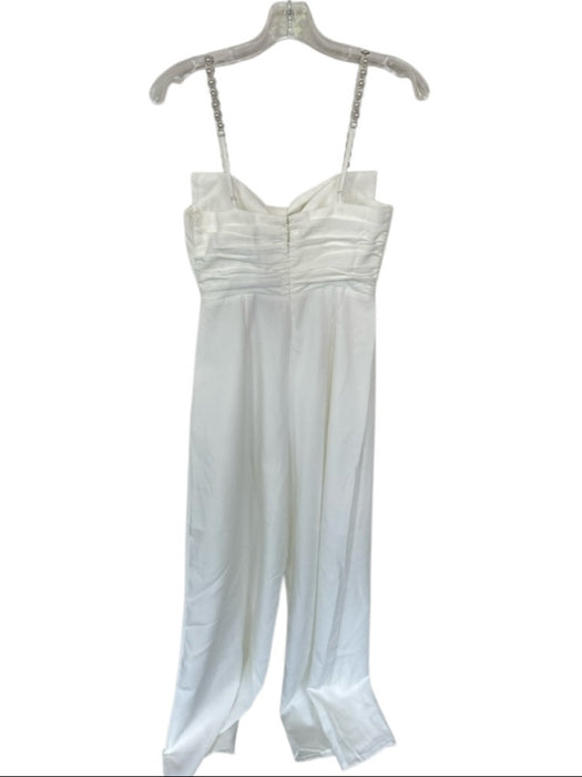 Mainstrip Size S White Polyester Blend Diamonds Pearl & Bow Detail Jumpsuit White / S