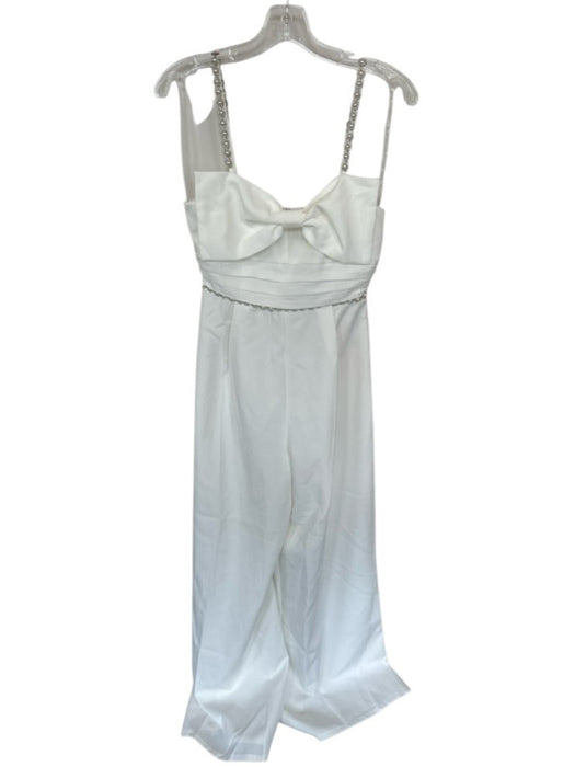 Mainstrip Size S White Polyester Blend Diamonds Pearl & Bow Detail Jumpsuit White / S