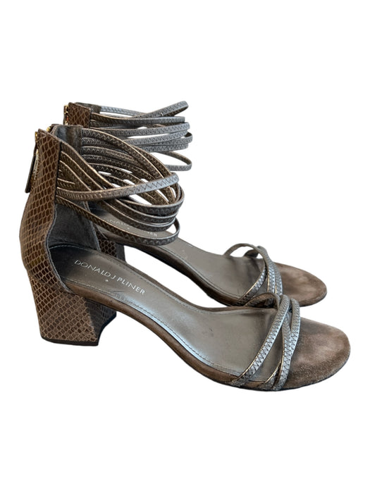 Donald J Pliner Shoe Size 8 Gray Leather Reptile Embossed Open Toe Shoes Gray / 8