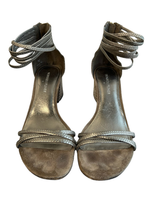 Donald J Pliner Shoe Size 8 Gray Leather Reptile Embossed Open Toe Shoes Gray / 8