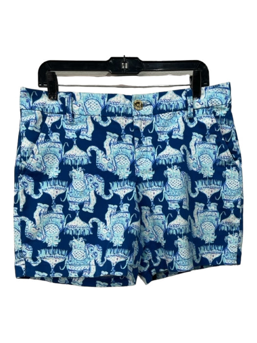 Lilly Pulitzer Size 12 Blue & Navy Print Cotton Button & Zip Elephant Shorts Blue & Navy Print / 12