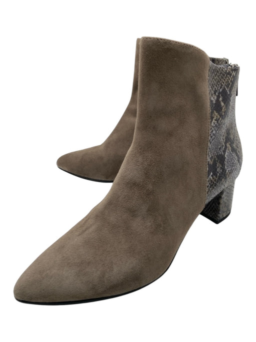 Cordani Shoe Size 40 Taupe & Gray Suede & Leather Animal Print Back Zip Boots Taupe & Gray / 40