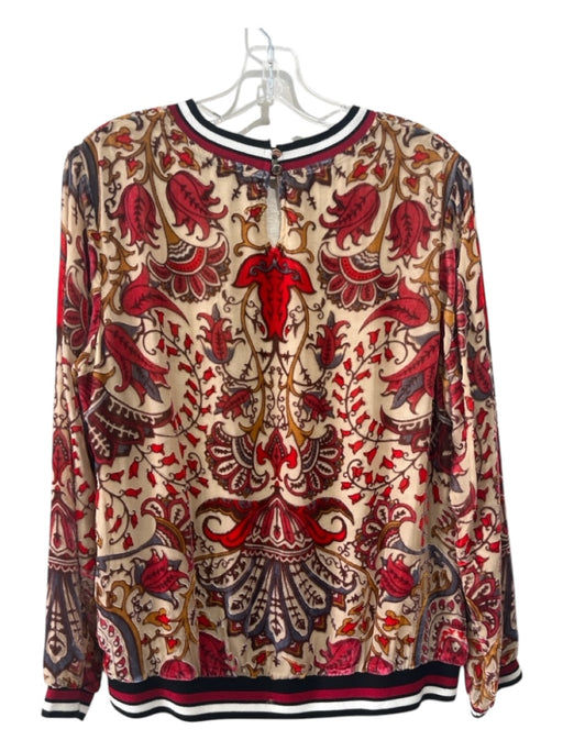 Hale Bob Size M Cream, Red & Multi Silk Blend Velvet Paisley Jersey Elastic Top Cream, Red & Multi / M