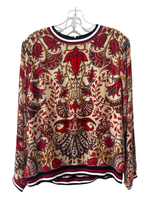 Hale Bob Size M Cream, Red & Multi Silk Blend Velvet Paisley Jersey Elastic Top Cream, Red & Multi / M