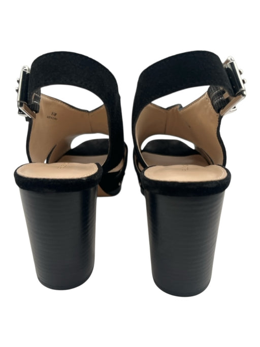 Pelle Moda Shoe Size 9.5 Black & Silver Suede Silver Studs Criss Cross Sandals Black & Silver / 9.5