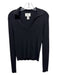 Fifteen Twenty Size M Black Viscose Blend Ribbed Knit Collared Long Sleeve Top Black / M