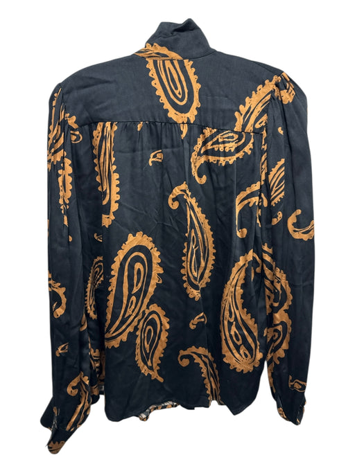 Fifteen Twenty Size S Black & Orange Viscose oversized paisley Long Sleeve Top Black & Orange / S