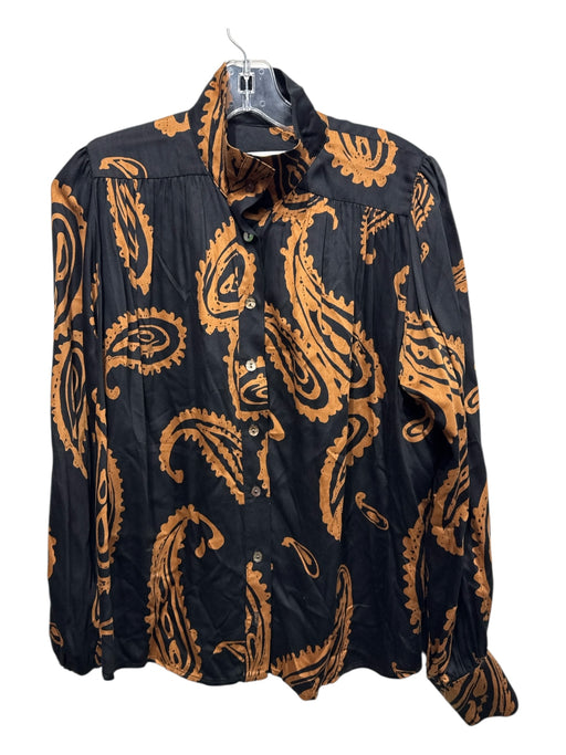 Fifteen Twenty Size S Black & Orange Viscose oversized paisley Long Sleeve Top Black & Orange / S