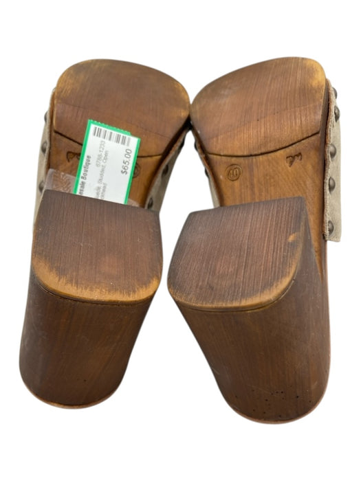 Cordani Shoe Size 40 Beige & Brown Suede Studded Open Toe Platform Clogs Beige & Brown / 40