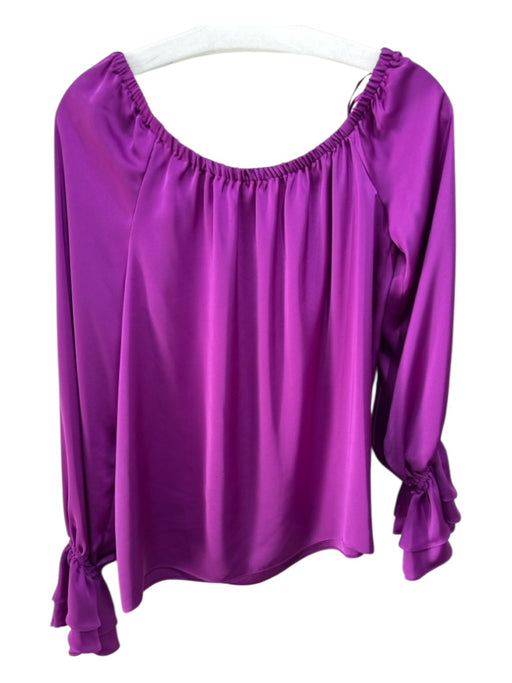 Ramy Brook Size M Purple Polyester Long Sleeve Stretch neckline Top Purple / M