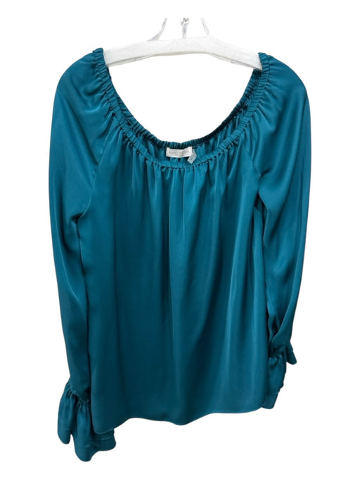 Ramy Brook Size M Blue Green Polyester Long Sleeve Stretch neckline Top Blue Green / M