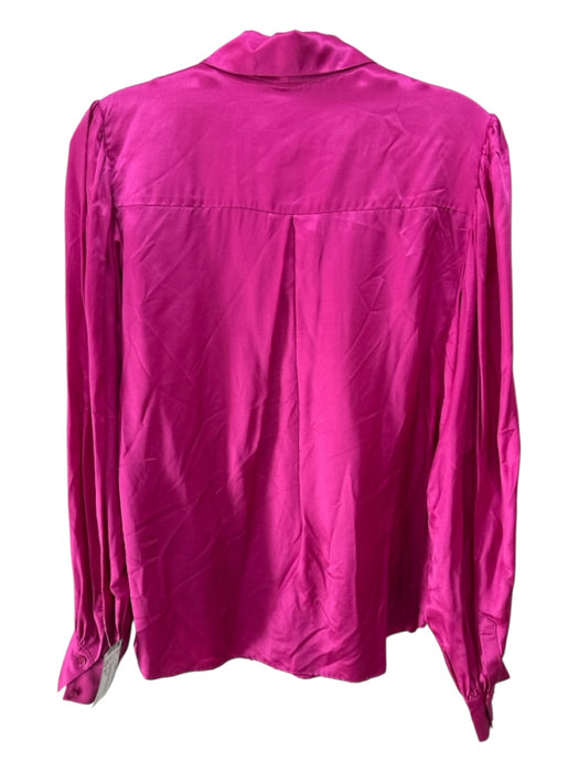 Hale Bob Size M Fuchsia Pink Viscose & Silk Long Sleeve Button Up Collar Top Fuchsia Pink / M