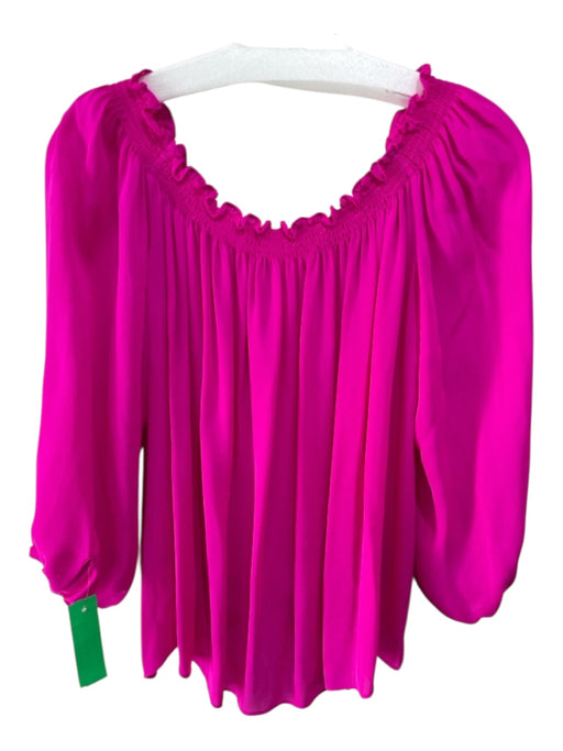 Artelier Nicole Miller Size S Fuscia Silk Long Sleeve Elastic Neck Tie Top Fuscia / S