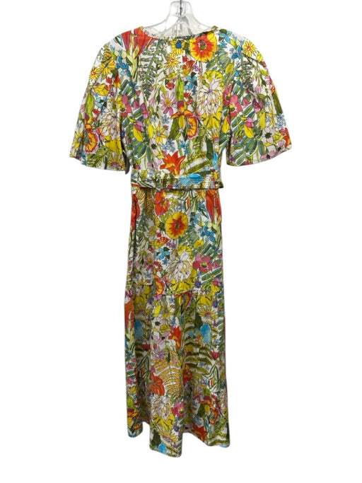 Marie Oliver Size 6 Yellow, Green, Multi Cotton Short Puff Sleeve Buttons Dress Yellow, Green, Multi / 6