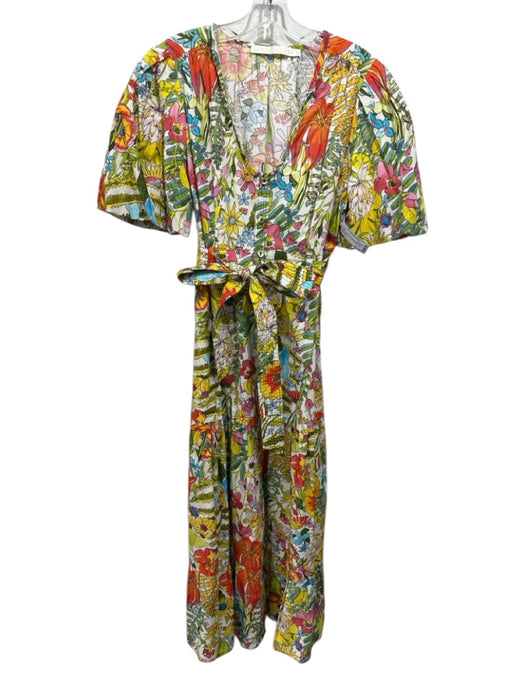 Marie Oliver Size 6 Yellow, Green, Multi Cotton Short Puff Sleeve Buttons Dress Yellow, Green, Multi / 6