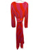Milly Size 8 Pink & Orange Polyester Long puff sleeve Abstract Print Midi Dress Pink & Orange / 8