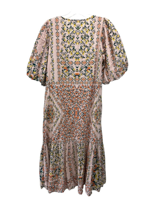 Anna Cate Size M Pale Pink, Orange, Yellow Cotton Puff 1/2 Sleeve Citrus Dress Pale Pink, Orange, Yellow / M