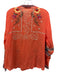 Johnny Was Size M Orange, Green, Multi Cupra Rayon Long Sleeve Split V neck Top Orange, Green, Multi / M