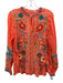 Johnny Was Size M Orange, Green, Multi Cupra Rayon Long Sleeve Split V neck Top Orange, Green, Multi / M
