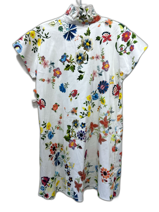 Never a Wallflower Size S White, Red & Multi Cotton Blend Short Cap Sleeve Dress White, Red & Multi / S