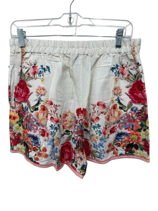 RANNA GILL Size M White, Red, Multi Linen floral print Side Zip Shorts White, Red, Multi / M