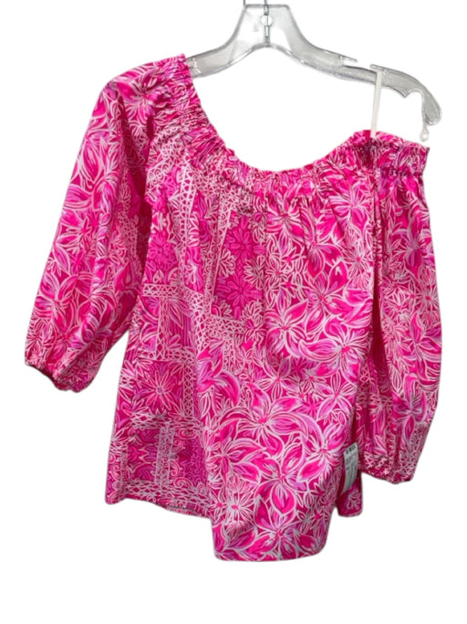 Lilly Pulitzer Size M Pink, White, Purple Cotton Abstract Floral Long Sleeve Top Pink, White, Purple / M