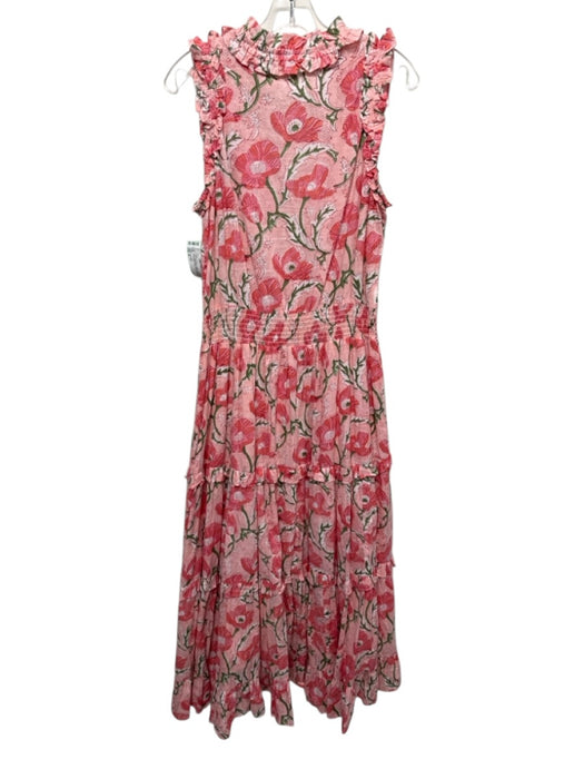 Anna Kate Size M Pink, Green, Multi Cotton Abstract Floral Sleeveless Dress Pink, Green, Multi / M