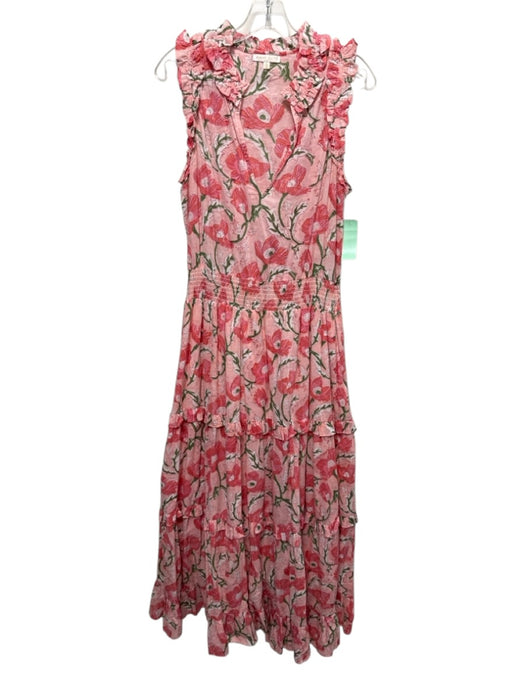 Anna Kate Size M Pink, Green, Multi Cotton Abstract Floral Sleeveless Dress Pink, Green, Multi / M