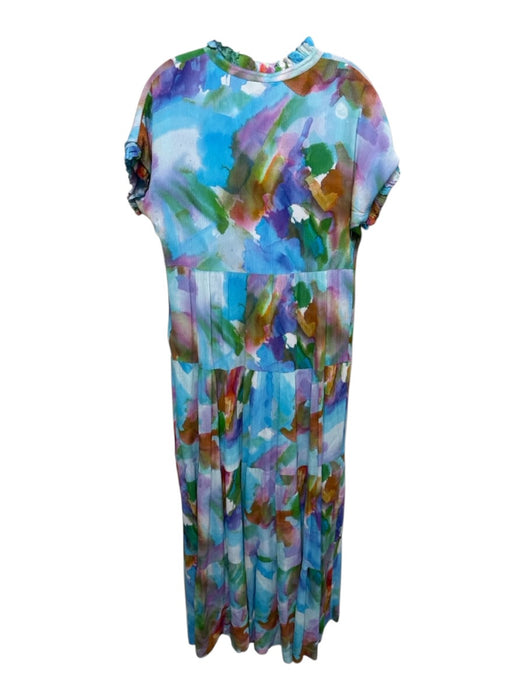Marie Oliver Size S Blue, Purple, Multi Rayon & Silk Watercolor Print Dress Blue, Purple, Multi / S