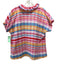 Never a Wallflower Size M Pink, Red, Multi Linen Striped Cap Sleeve V Neck Top Pink, Red, Multi / M
