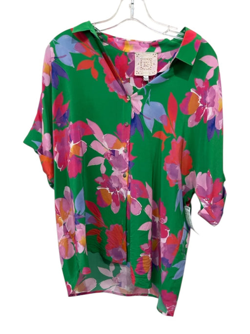 Johnny Was Jade Size S Green, Pink, Multi Silk floral print Button Up Top Green, Pink, Multi / S