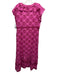 La Plage Size M Pink, Purple, Brown Cotton All Over Print Cap Sleeve Dress Pink, Purple, Brown / M