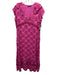 La Plage Size M Pink, Purple, Brown Cotton All Over Print Cap Sleeve Dress Pink, Purple, Brown / M