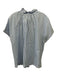 Finley Size S Blue & White Cotton Striped Button Up Cap Sleeve Top Blue & White / S