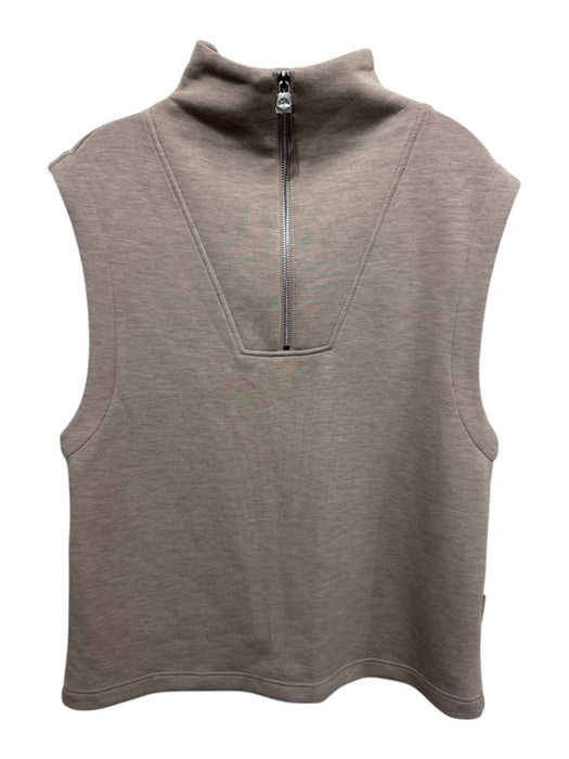 Varley Size S Brown Viscose Quarter Zip Sleeveless Top Brown / S