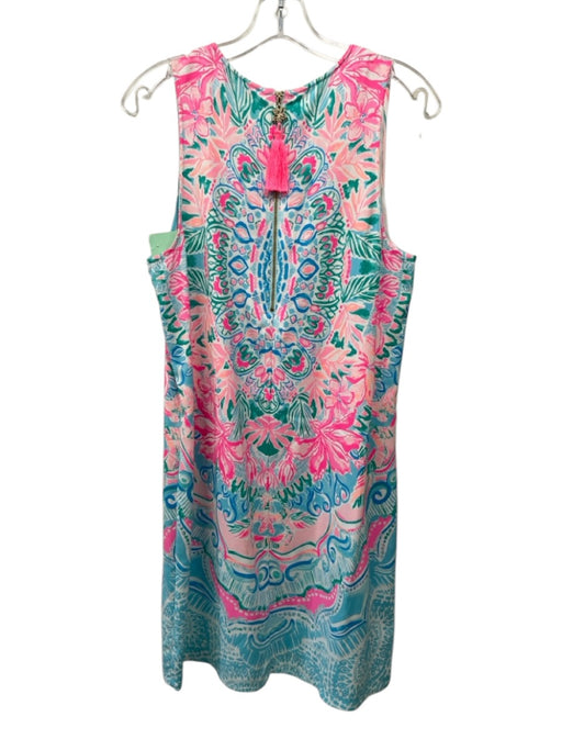 Lilly Pulitzer Size 8 White, Blue, Pink No Fabric Tag Abstract Floral Dress White, Blue, Pink / 8