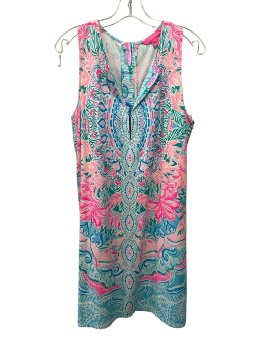 Lilly Pulitzer Size 8 White, Blue, Pink No Fabric Tag Abstract Floral Dress White, Blue, Pink / 8