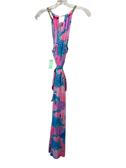 Lilly Pulitzer Size M Pink, Blue, Multi Rayon Abstract Floral Sleeveless Dress Pink, Blue, Multi / M