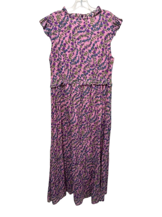 Banjanan Size L Pink, Green, Multi Cotton floral print Cap Sleeve Dress Pink, Green, Multi / L
