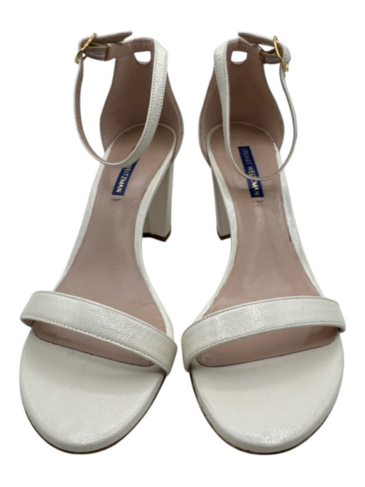 Stuart Weitzman Shoe Size 9.5 White Leather Ankle Strap Round Toe Sandals White / 9.5