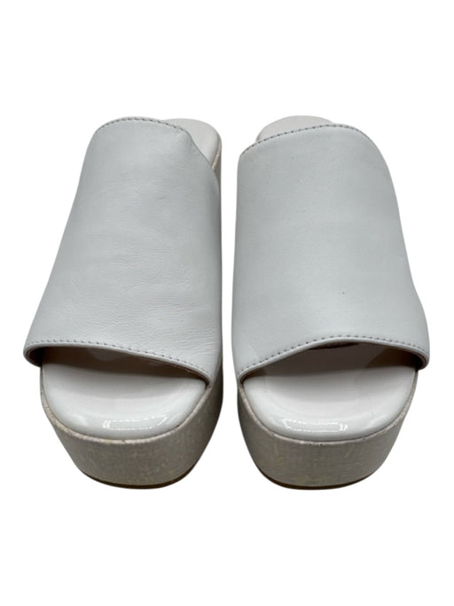 Cordani Shoe Size 40 White Leather Round Square Toe Platform Sandals White / 40