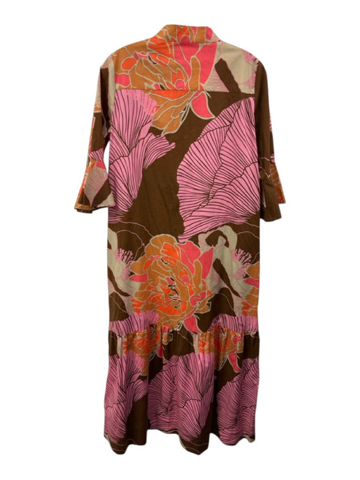 Dea Kudibal Size S Pink, Orange & Multi Cotton Blend 1/2 Sleeve 1/4 Button Dress Pink, Orange & Multi / S