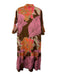 Dea Kudibal Size S Pink, Orange & Multi Cotton Blend 1/2 Sleeve 1/4 Button Dress Pink, Orange & Multi / S
