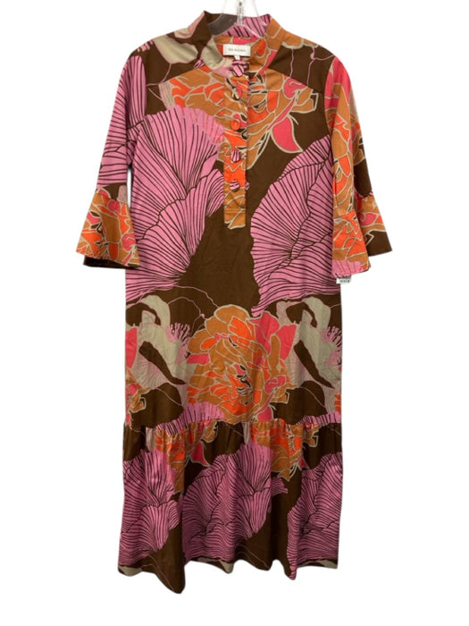 Dea Kudibal Size S Pink, Orange & Multi Cotton Blend 1/2 Sleeve 1/4 Button Dress Pink, Orange & Multi / S