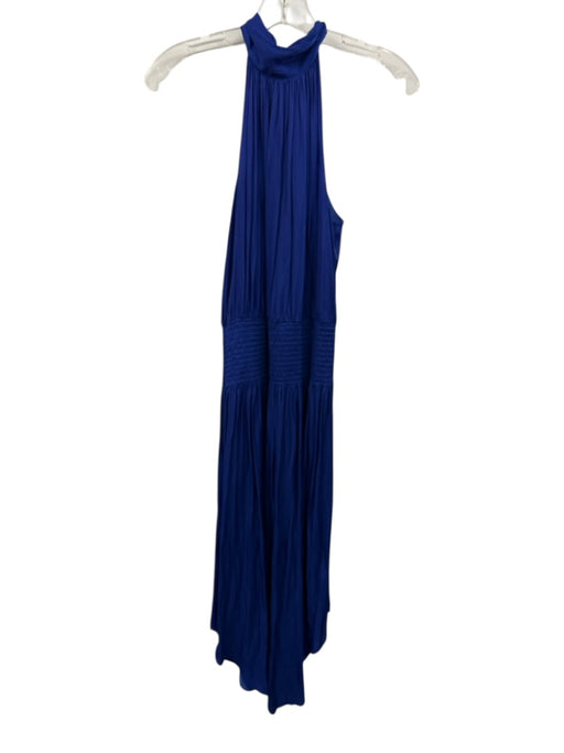 Ramy Brook Size M Cobalt Blue Polyester Sleeveless neck tie Shirred Waist Dress Cobalt Blue / M