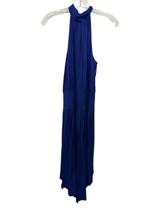 Ramy Brook Size M Cobalt Blue Polyester Sleeveless neck tie Shirred Waist Dress Cobalt Blue / M