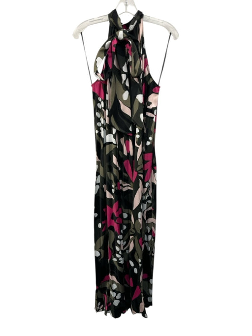 Abbey Glass Size M Green, Black & Pink Polyester Sleeveless Maxi Neck Tie Dress Green, Black & Pink / M