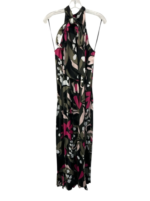 Abbey Glass Size M Green, Black & Pink Polyester Sleeveless Maxi Neck Tie Dress Green, Black & Pink / M