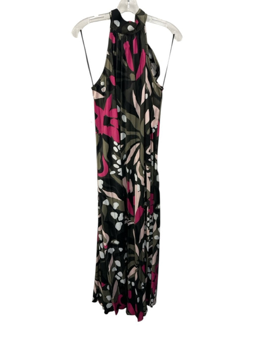 Abbey Glass Size M Green, Black & Pink Polyester Sleeveless Maxi Neck Tie Dress Green, Black & Pink / M