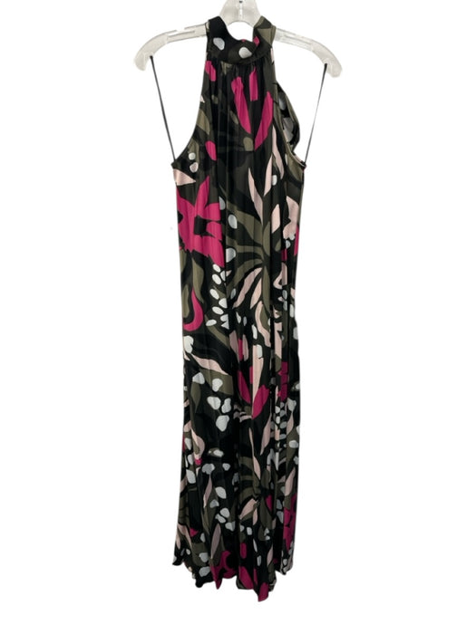 Abbey Glass Size M Green, Black & Pink Polyester Sleeveless Maxi Neck Tie Dress Green, Black & Pink / M